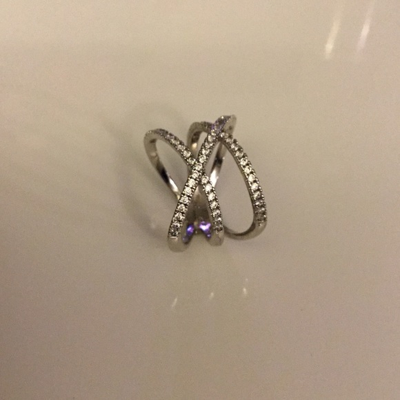 Sterling Forever Sterling Silver CZ Criss X Ring - Picture 3 of 8